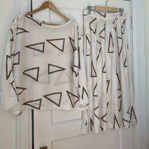 Evan Picone vintage geometric skirt and blouse set
